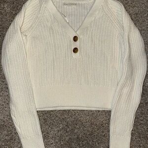 Aeropostale Cream Knit V-Neck Sweater